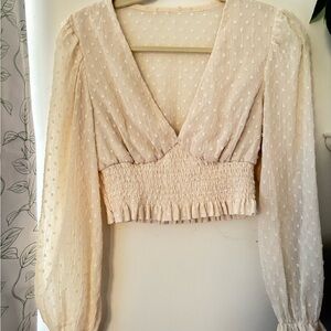 Cream Crop Top Blouse